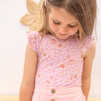 Floral Short Sleeve Flutter - Goldie