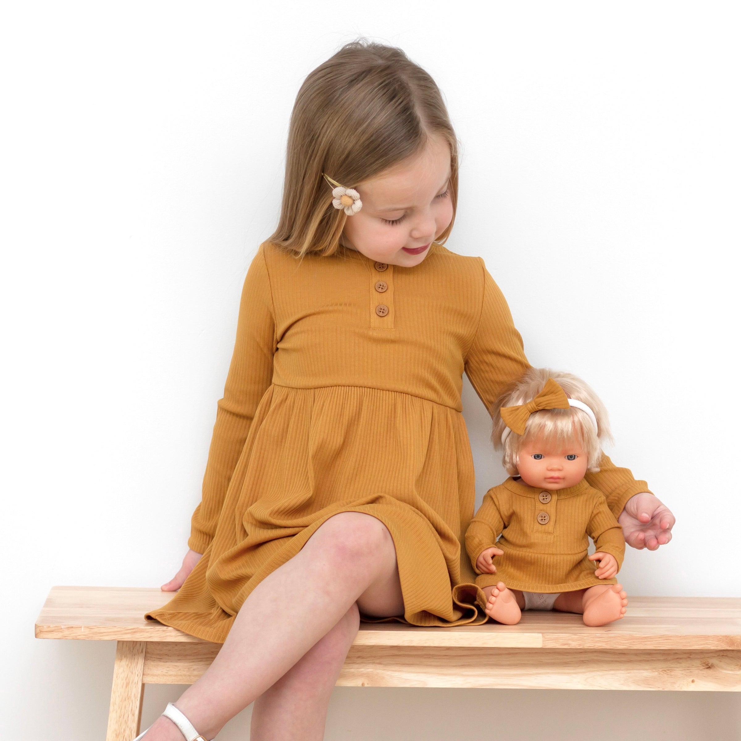 Dolly - Honey Mustard LS Cozy Dress