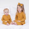 Cozy Long Sleeve Louie Romper - Honey Mustard