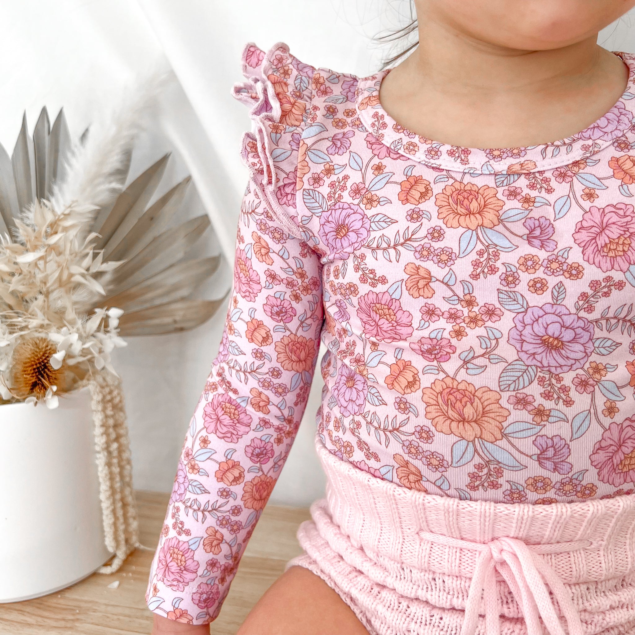 Floral Long Sleeve Flutter - Junie