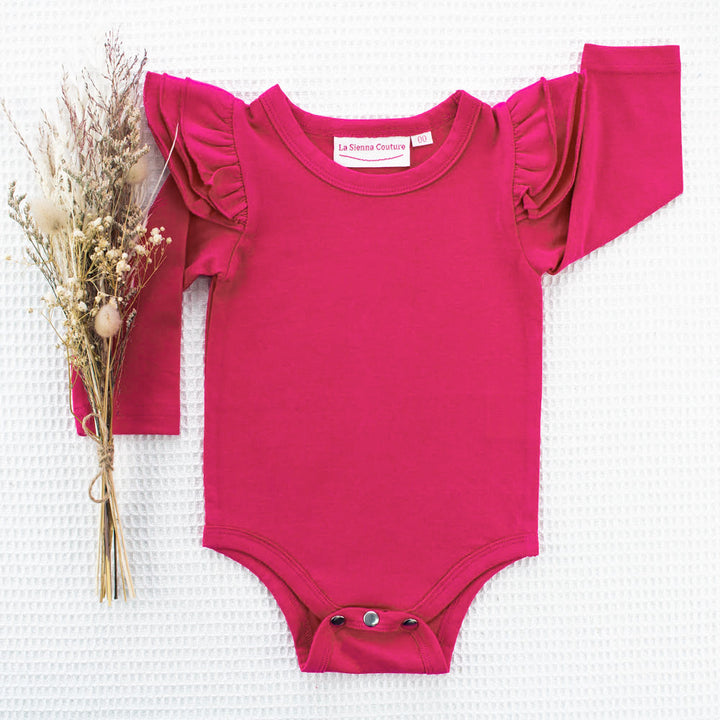 Long Sleeve Flutter - Fuchsia