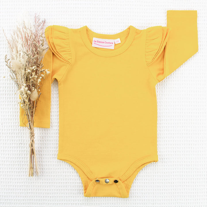 Long Sleeve Flutter - Mustard