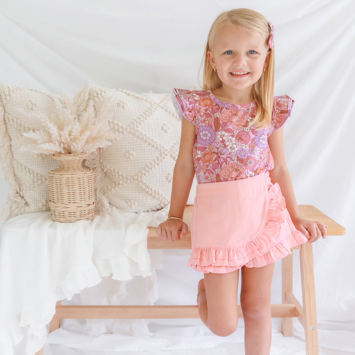 Floral Short Sleeve Flutter - Lainey