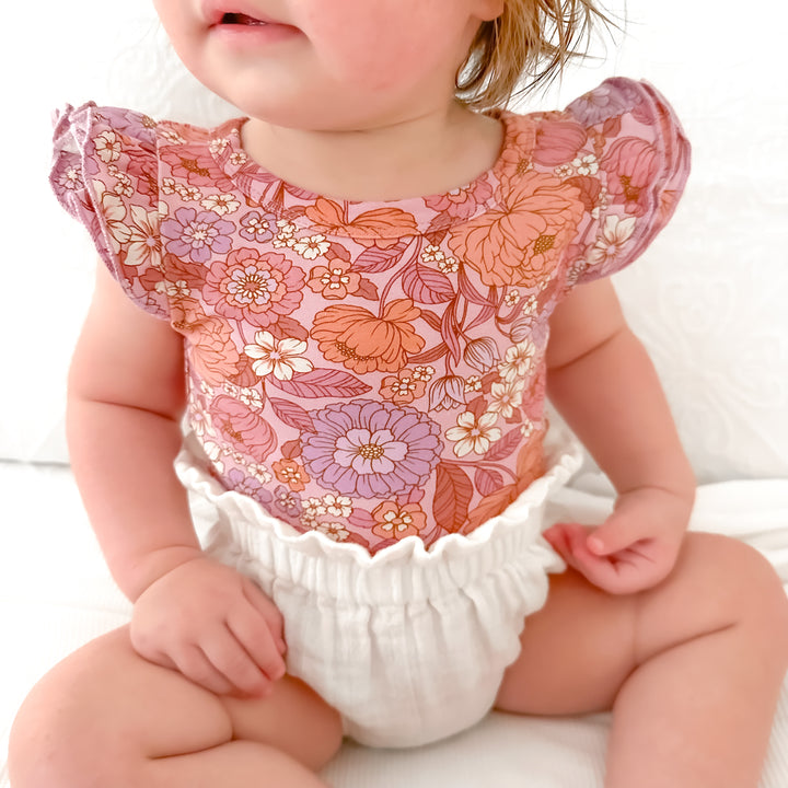 Floral Short Sleeve Flutter - Lainey