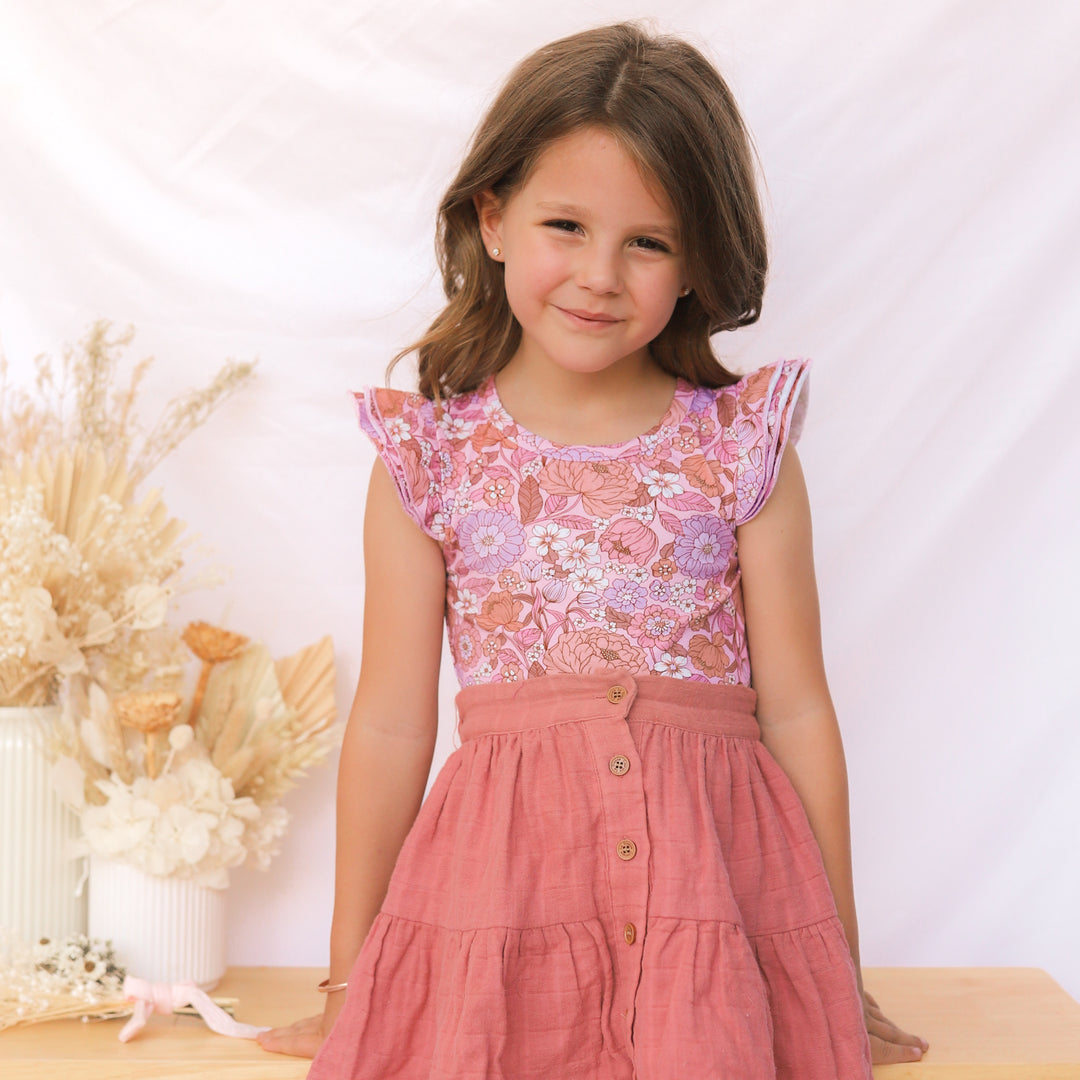 Floral Short Sleeve Flutter - Lainey