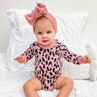 Leopard Knitted Romper - Rosewood