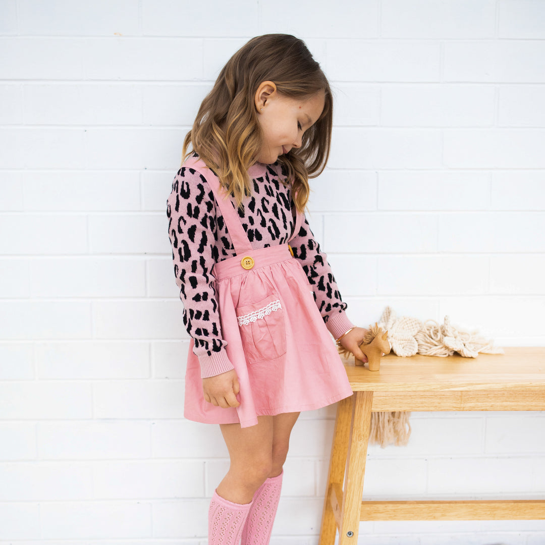 baby girls Rosewood leopard long sleeve knit jumper