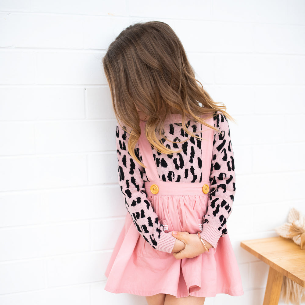 baby girls Rosewood leopard long sleeve knit jumper