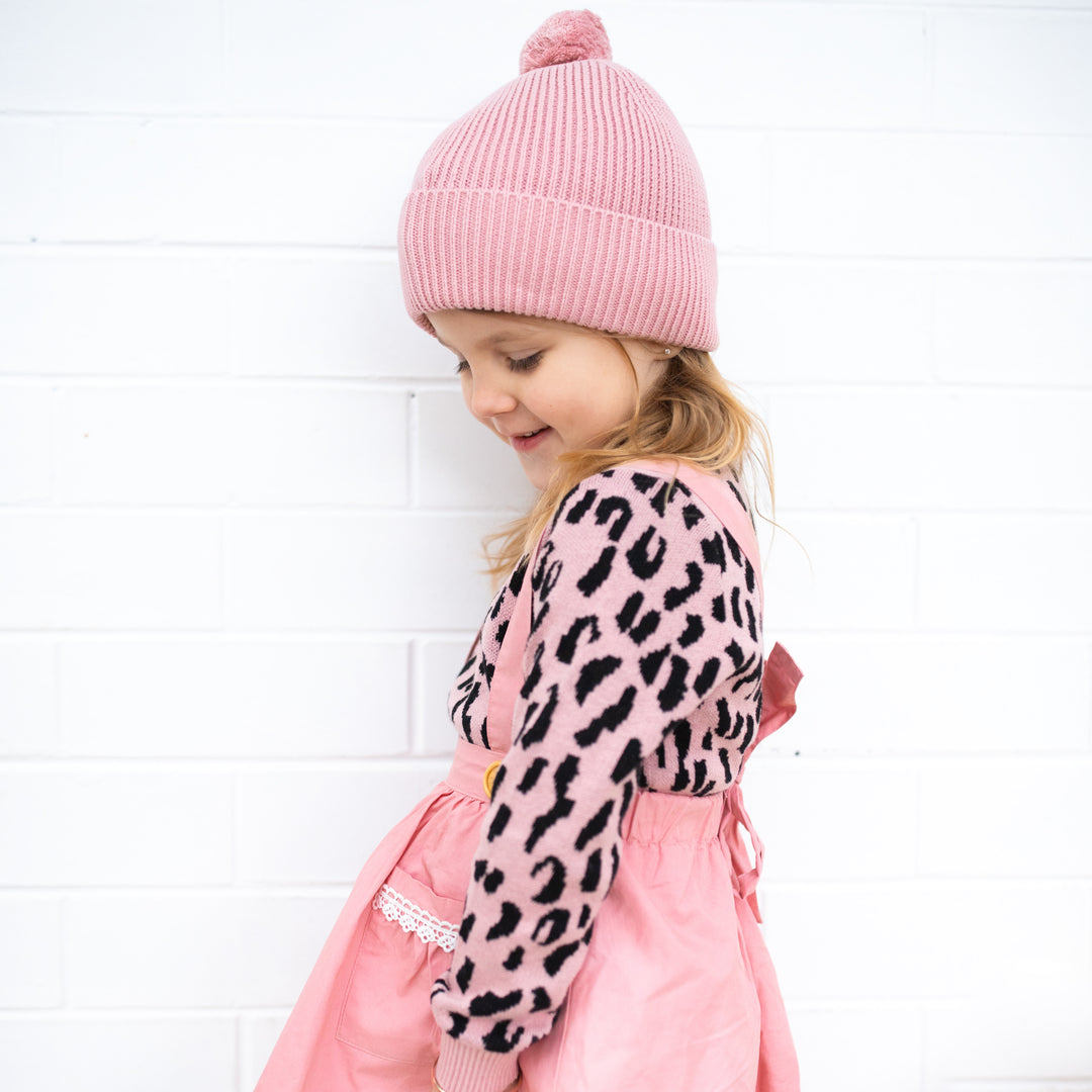baby girls Rosewood leopard long sleeve knit jumper