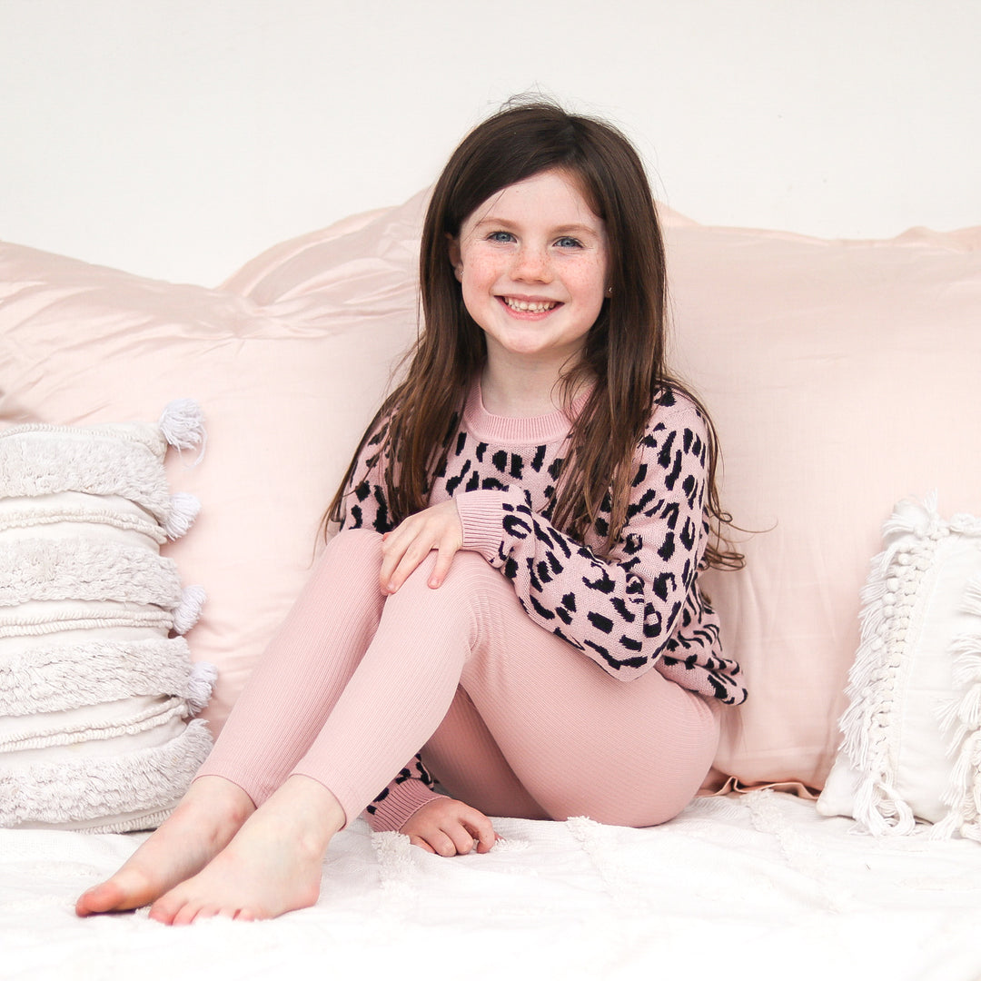 baby girls Rosewood leopard long sleeve knit jumper