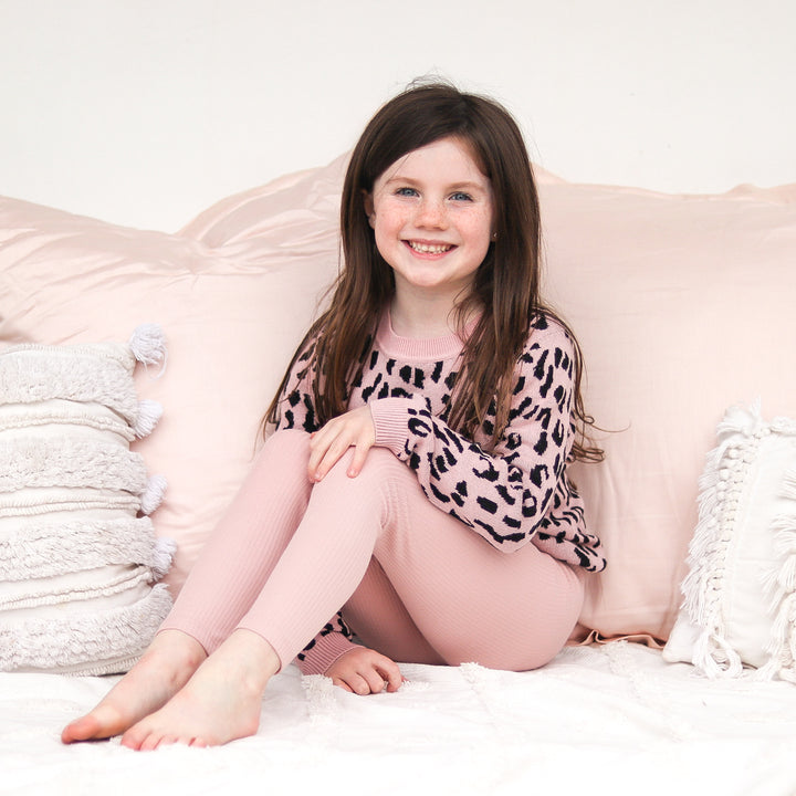 baby girls Rosewood leopard long sleeve knit jumper