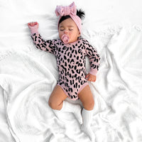 Leopard Knitted Romper - Rosewood