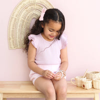 Cozy Short Sleeve Flutter & Shorts Set - Lilac Mist