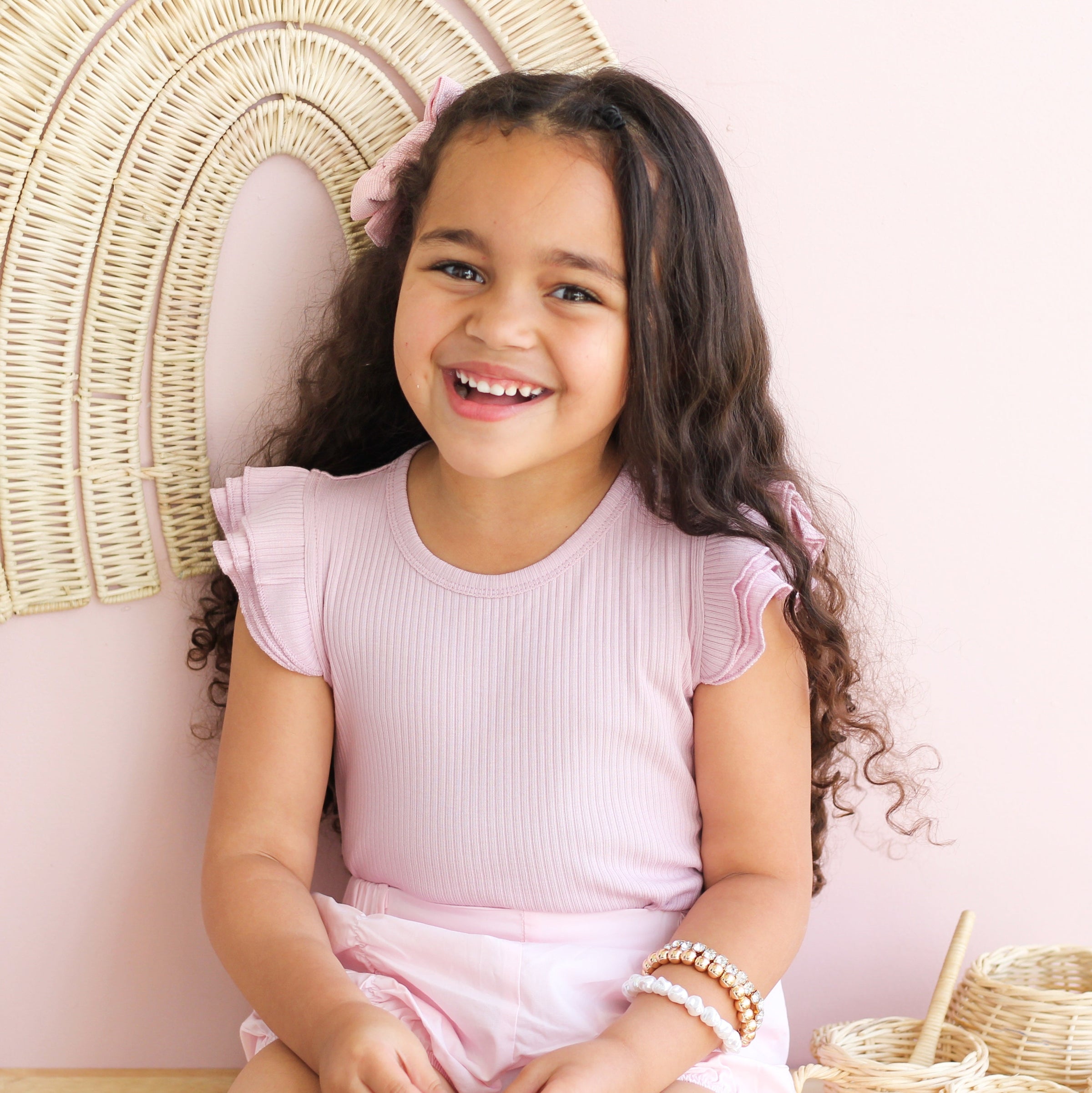 Cozy Short Sleeve Flutter & Shorts Set - Lilac Mist