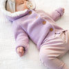 Fur Hood Knitted Cardigan - Deep Orchid