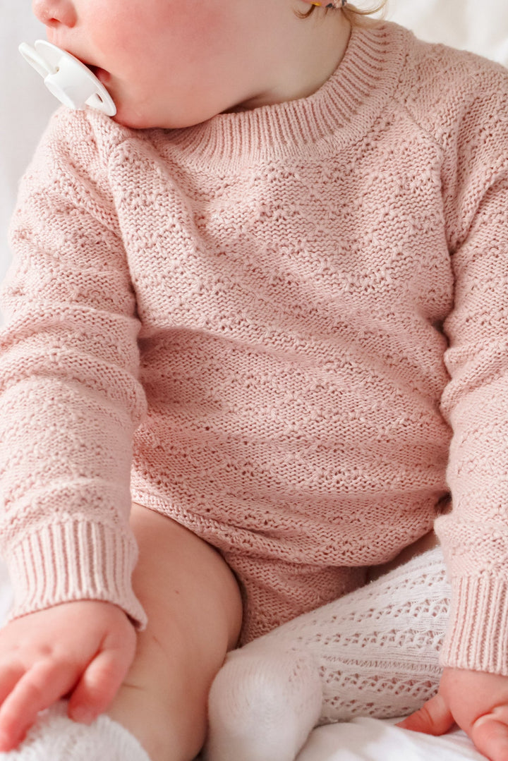 Montee Knitted Romper - Rose Quartz
