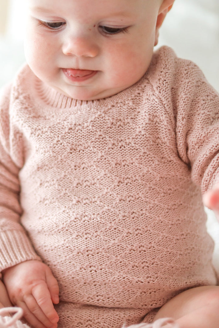 Montee Knitted Romper - Rose Quartz