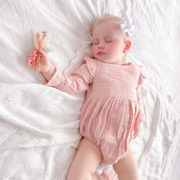 Muslin LS Bubble Romper - Vintage Pink