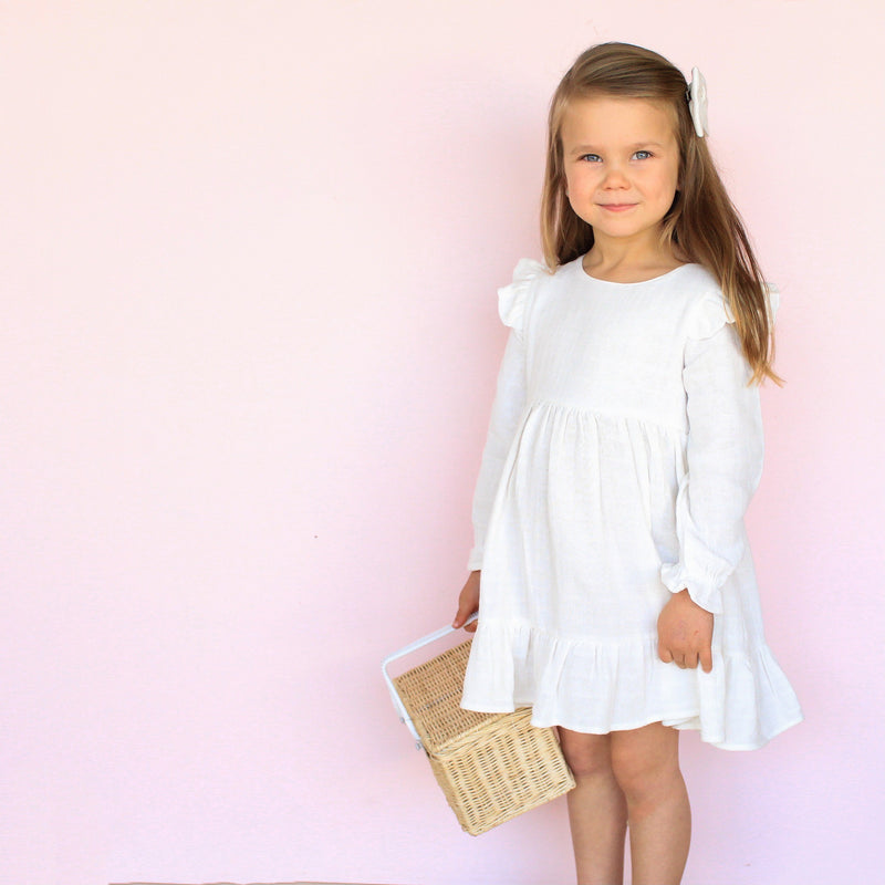 Muslin Ruffle Dress - Coconut
