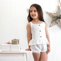 Coco Button Top - White Noella