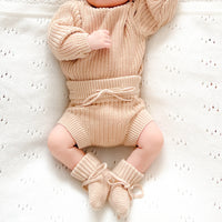 Knitted Booties - Oatmeal