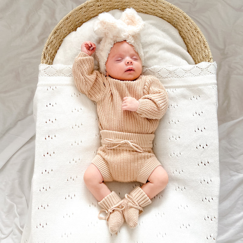 Knitted Booties - Oatmeal