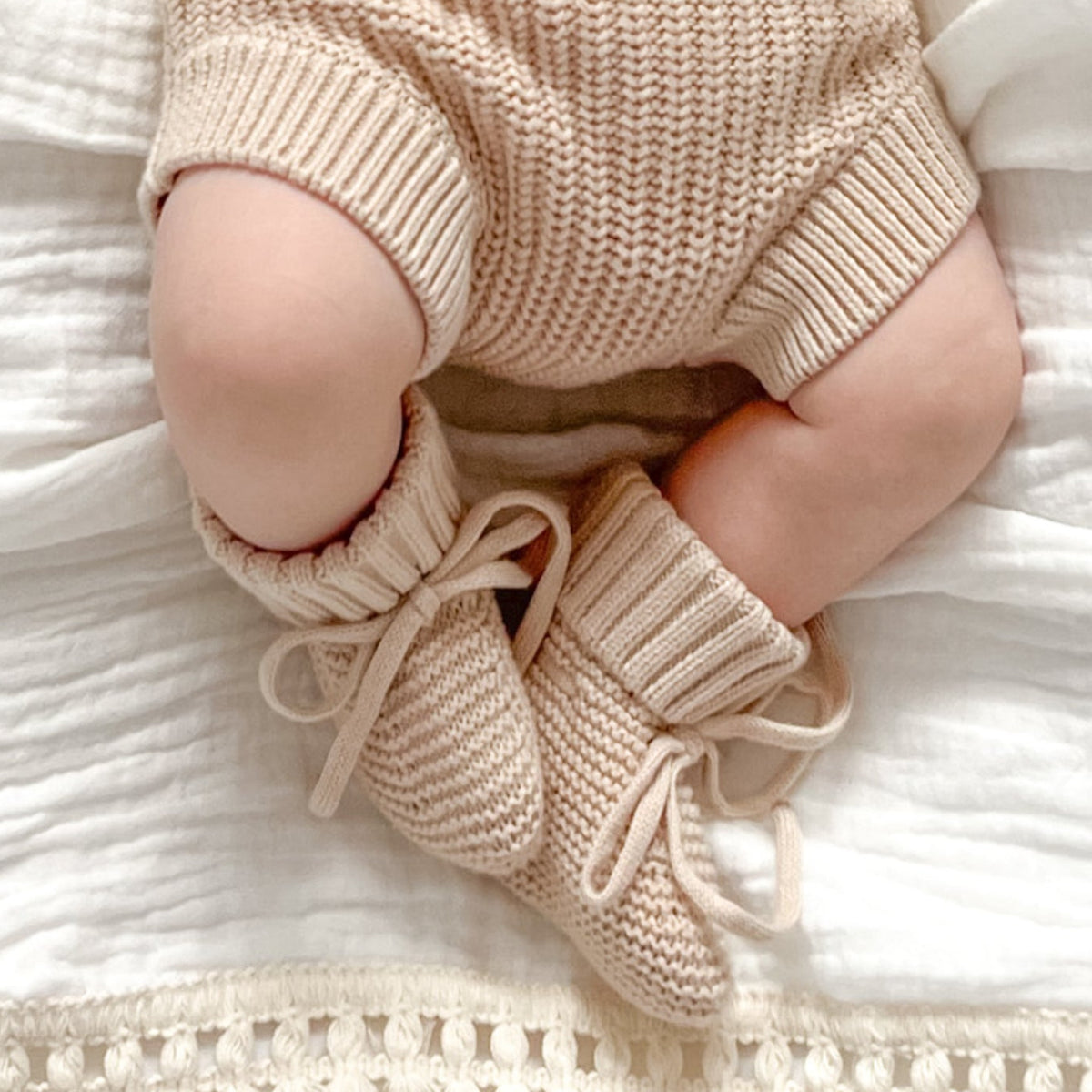 Knitted Booties - Oatmeal