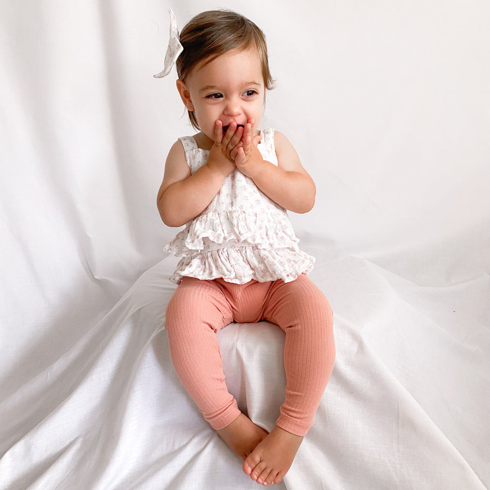 Baby girls peach parfait ribbed leggings