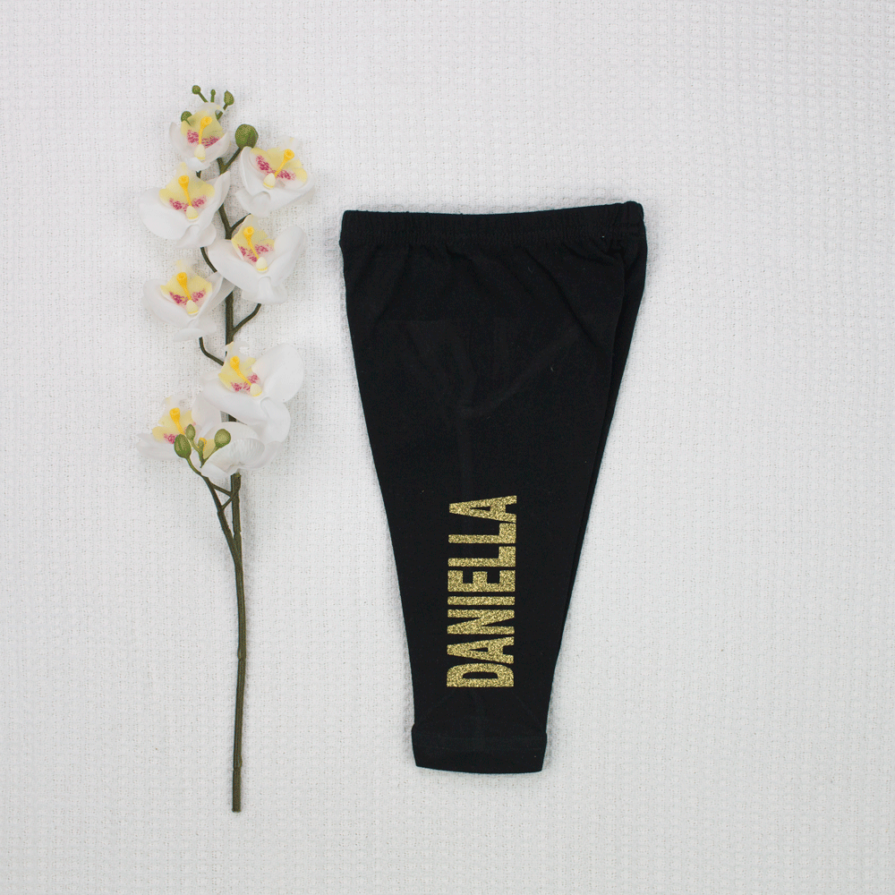 Personalised Black Leggings Vinyl Custom Name La Sienna Couture