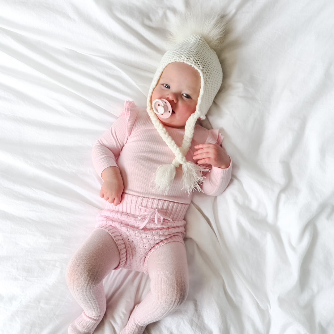baby pink bubble knitted bloomers