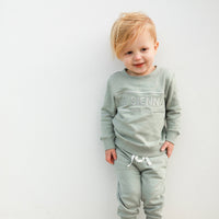 Crew Neck Logo Jumper - Basil
