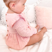 Muslin LS Bubble Romper - Primrose Pink