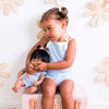 Cozy Vintage Tie-Up Singlet & Shorts Set - Dove Blue