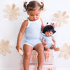Cozy Vintage Tie-Up Singlet & Shorts Set - Dove Blue