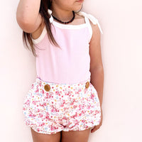 Cozy Vintage Tie-Up Singlet & Shorts Set - Pink Lemonade