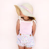 Cozy Vintage Tie-Up Singlet & Shorts Set - Pink Lemonade
