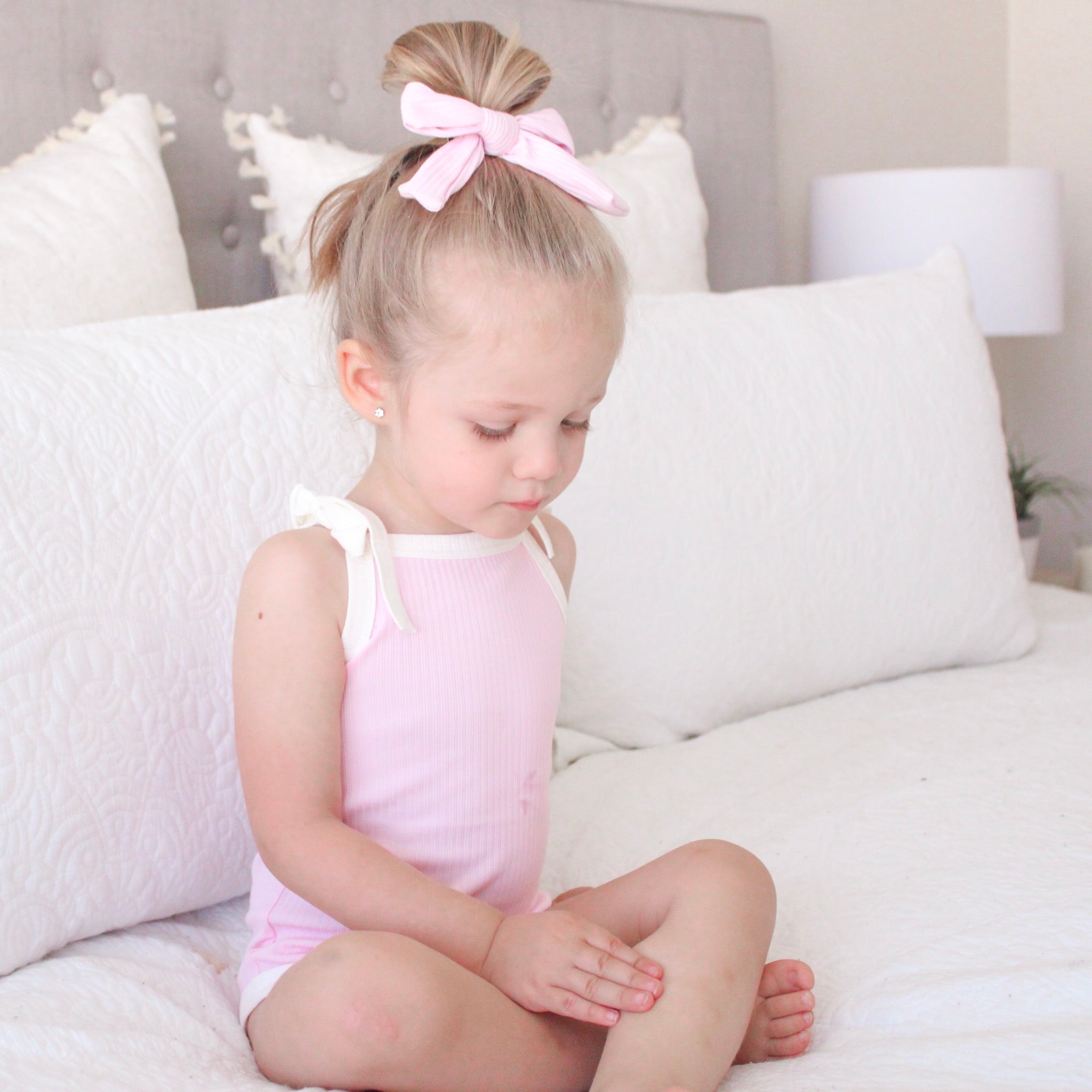 Cozy Vintage Tie-Up Singlet & Shorts Set - Pink Lemonade