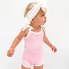 Cozy Vintage Tie-Up Singlet & Shorts Set - Pink Lemonade