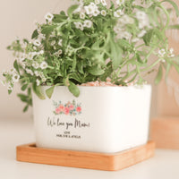 Mother's Day Planter Pot - Square - Floral - Choose a message