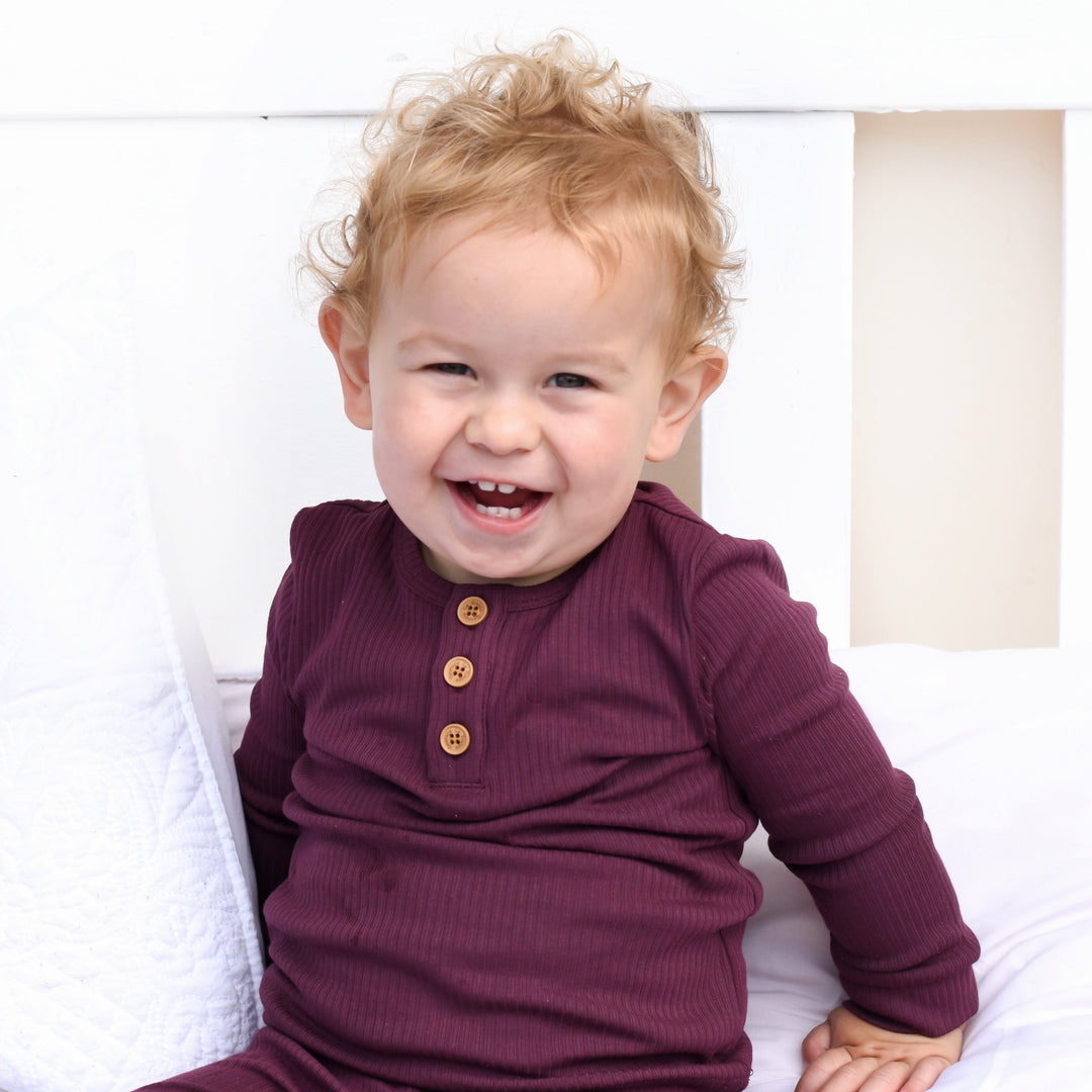 Cozy Long Sleeve Bodysuit/Top - Port