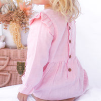 Muslin LS Bubble Romper - Primrose Pink