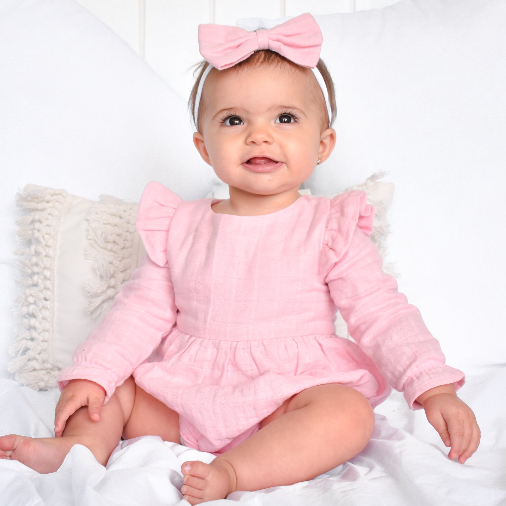 Muslin LS Bubble Romper - Primrose Pink
