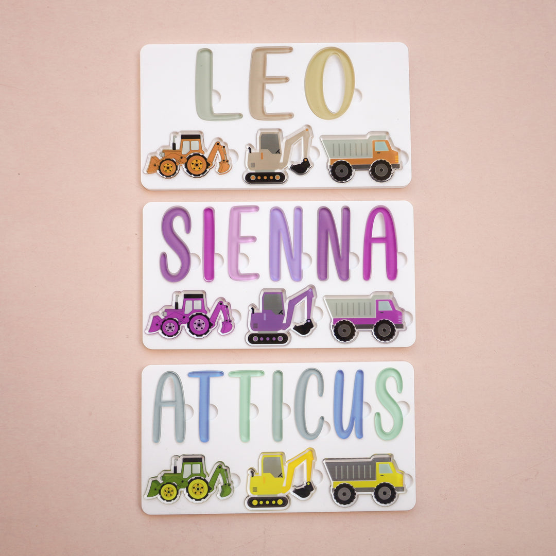 Acrylic Puzzle - Personalised Name - Truck Theme