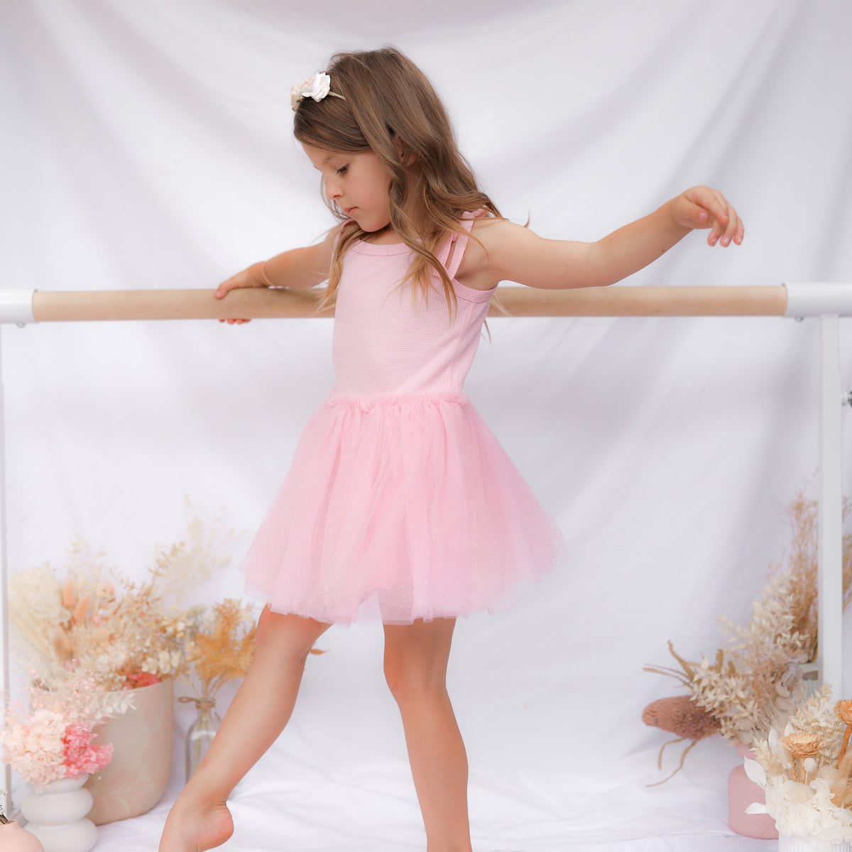 Tie Up Waffle Tutu Dress - Blossom