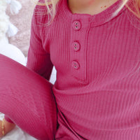 Cozy Long Sleeve Bodysuit/Top - Raspberry