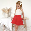 Ruffle Button Skirt - Red Noella
