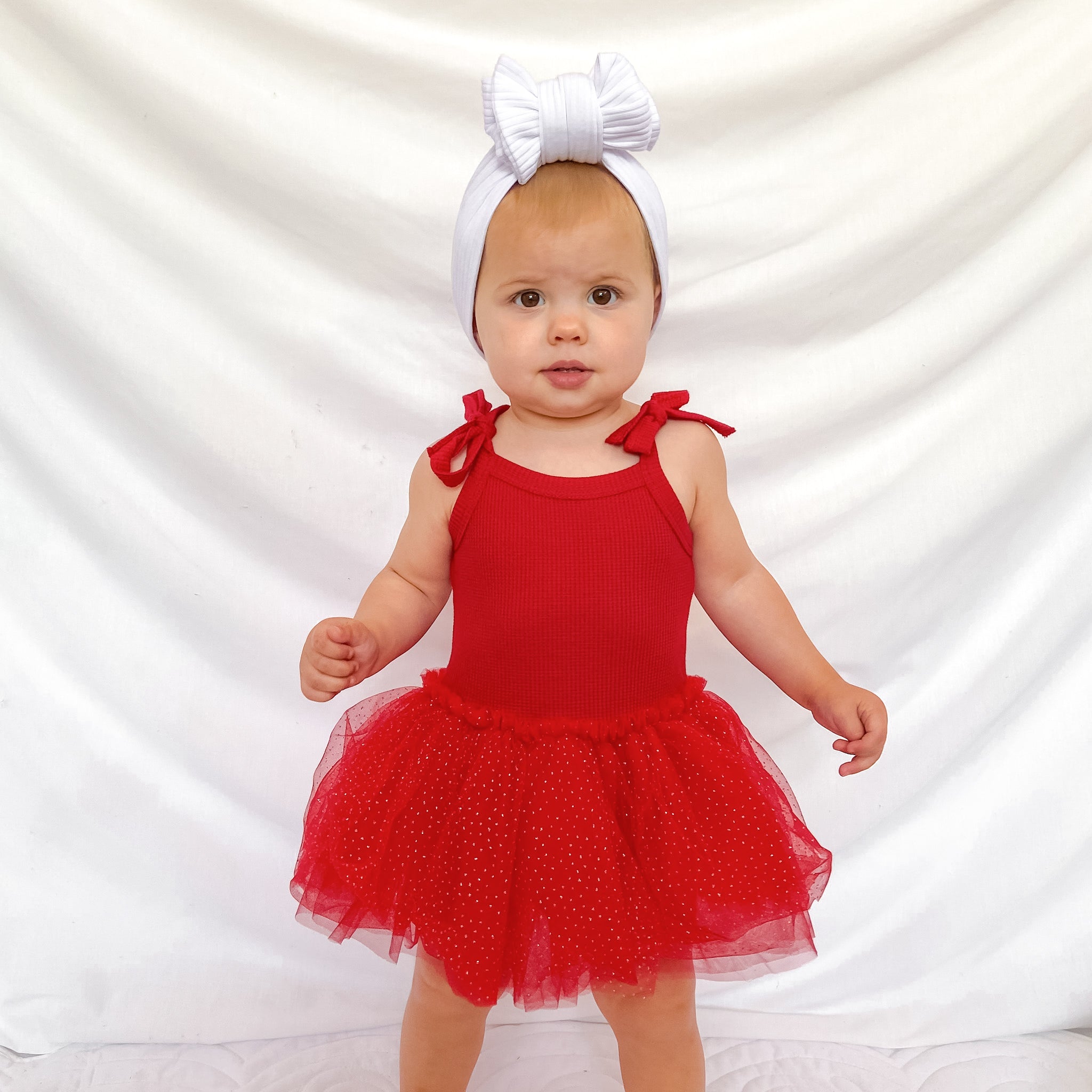 Tie Up Waffle Tutu Dress - Red