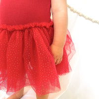 Tie Up Waffle Tutu Dress - Red