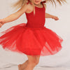 Tie Up Waffle Tutu Dress - Red