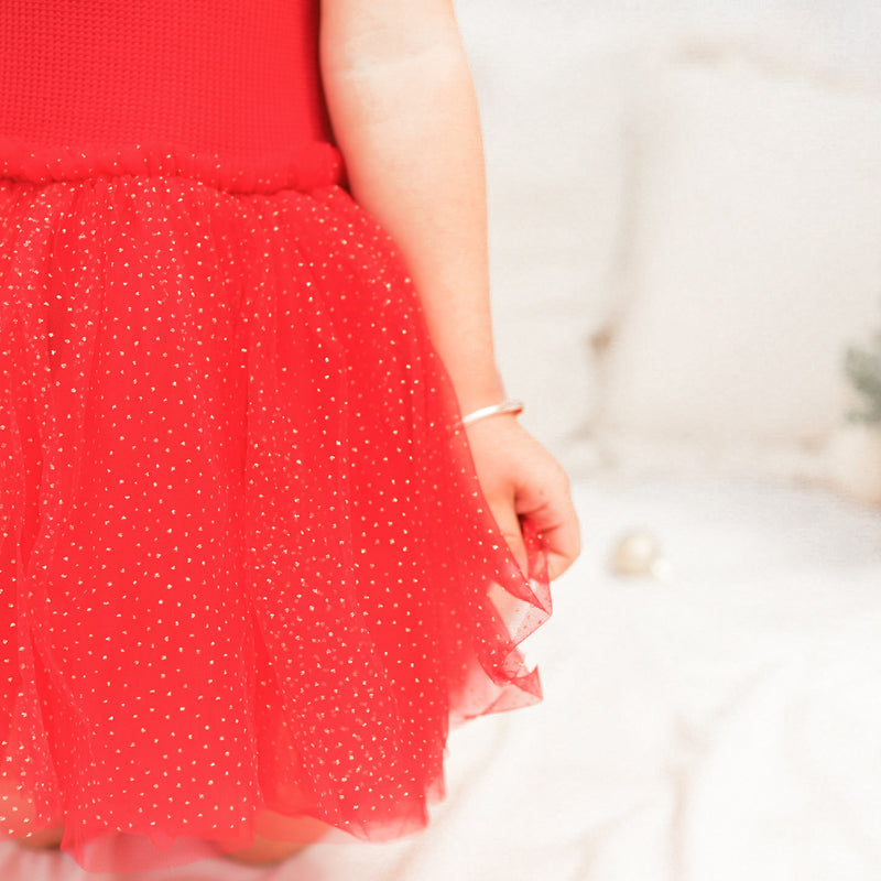 Tie Up Waffle Tutu Dress - Red